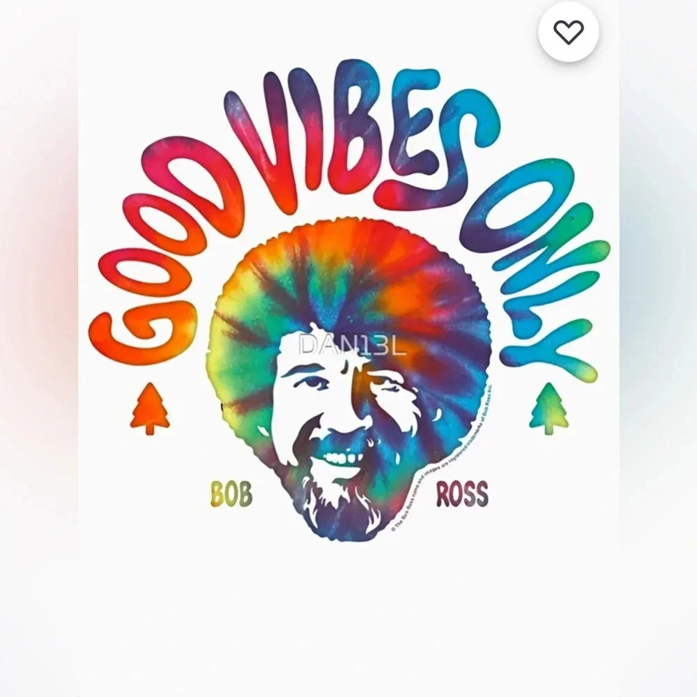 Bob Ross Good Vibes Only Multicolor Graphic Class… - image 4